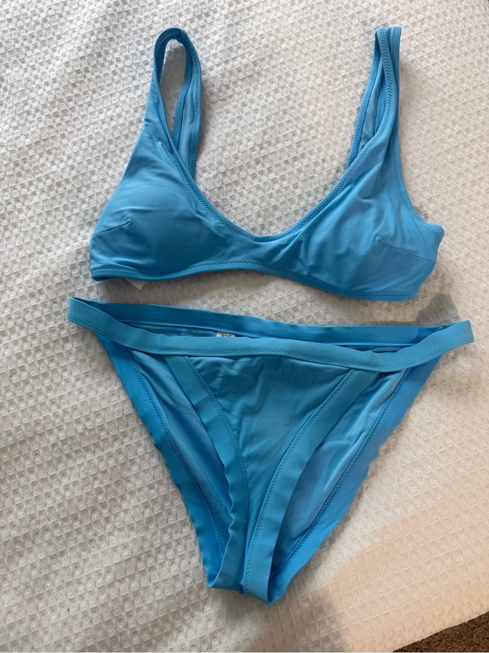 aerie Blue Scoop Bikini Top & High Leg Bottoms